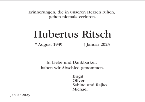 Anzeige von Hubertus Ritsch von MGO