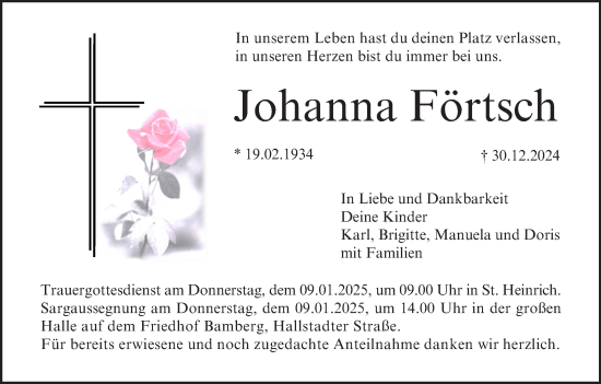 Anzeige von Johanna Förtsch von MGO