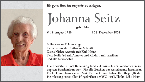 Anzeige von Johanna Seitz von MGO