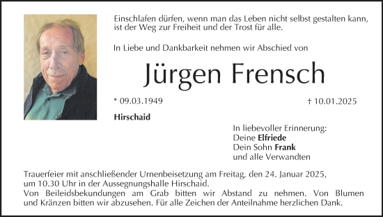 Anzeige von Jürgen Frensch von MGO