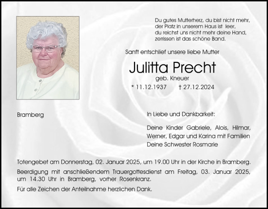 Anzeige von Julitta Precht von MGO