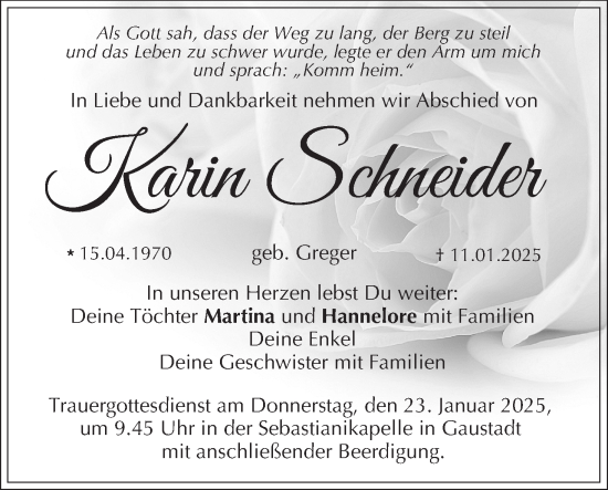 Anzeige von Karin Schneider von MGO