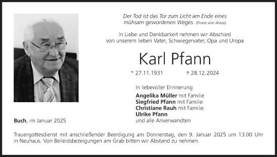 Anzeige von Karl Pfann von MGO