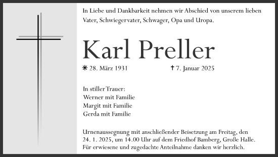 Anzeige von Karl Preller von MGO