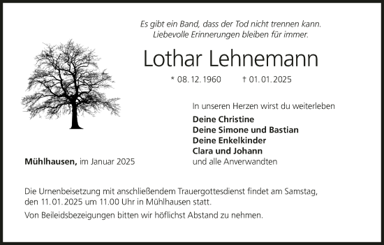 Anzeige von Lothar Lehnemann von MGO