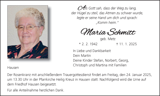 Anzeige von Maria Schmitt von MGO