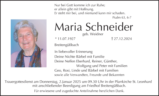 Anzeige von Maria Schneider von MGO