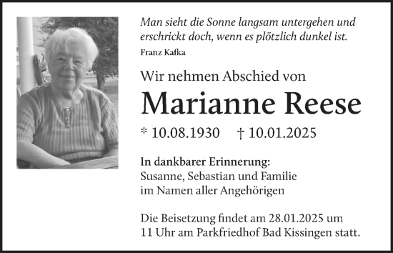 Anzeige von Marianne Reese von MGO