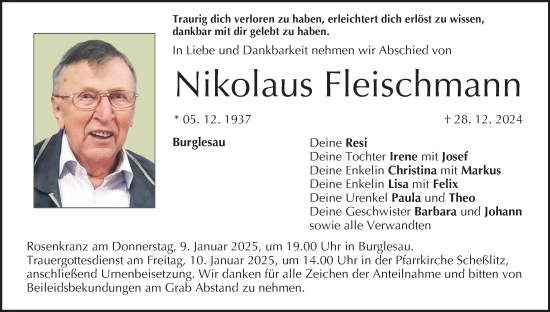 Anzeige von Nikolaus Fleischmann von MGO