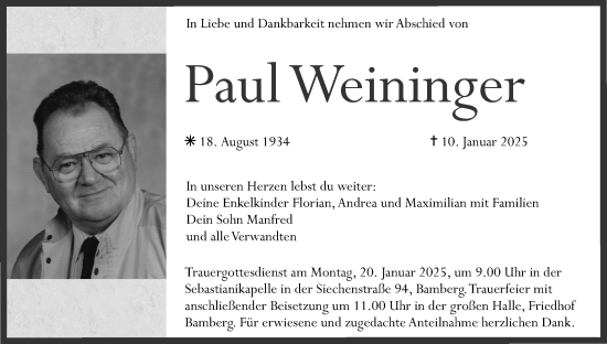 Anzeige von Paul Weininger von MGO