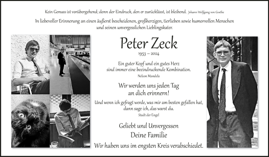 Anzeige von Peter Zeck von MGO