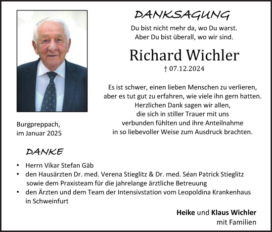 Anzeige von Richard Wichler von MGO