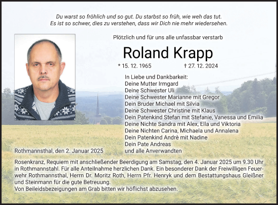 Anzeige von Roland Krapp von MGO