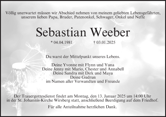 Anzeige von Sebastian Weeber von MGO