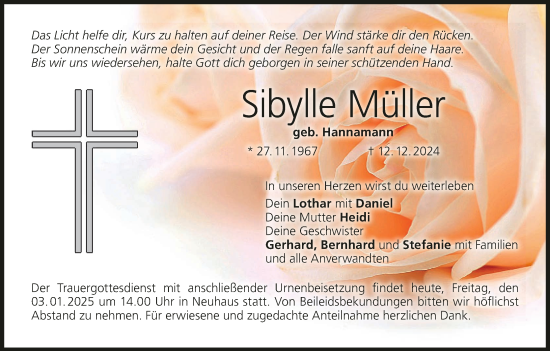 Anzeige von Sibylle Müller von MGO