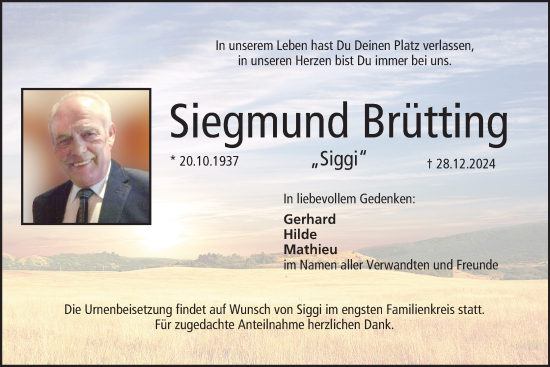 Anzeige von Siegmund Brütting von MGO