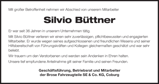 Anzeige von Silvio Büttner von MGO