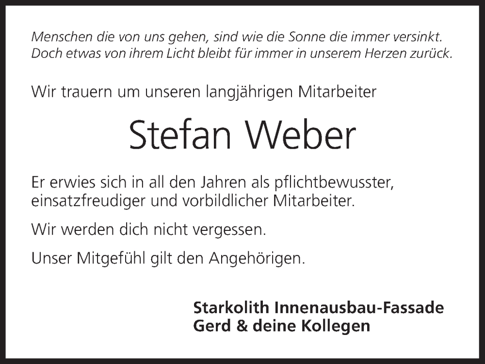  Traueranzeige für Stefan Weber vom 04.01.2025 aus MGO