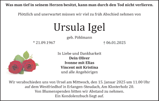 Anzeige von Ursula Igel von MGO