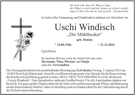 Anzeige von Uschi Windisch von MGO