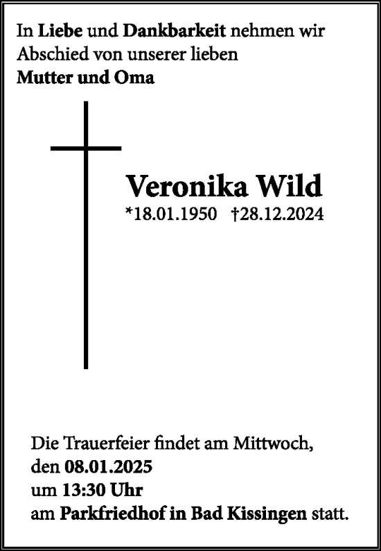 Anzeige von Veronika Wild von MGO