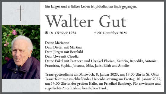 Anzeige von Walter Gut von MGO