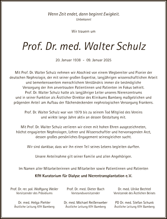 Anzeige von Walter Schulz von MGO