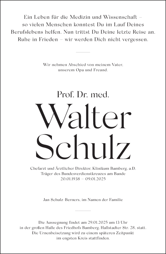 Anzeige von Walter Schulz von MGO