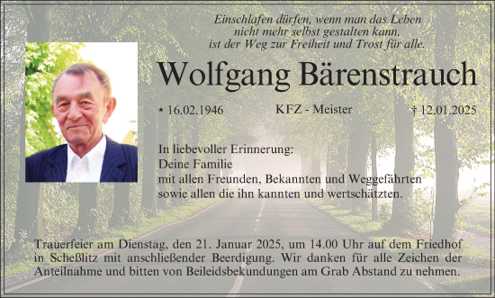 Anzeige von Wolfgang Bärenstrauch von MGO