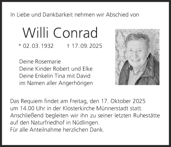 Anzeige von Willi Conrad von MGO
