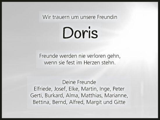 Anzeige von Doris Kümmert von MGO