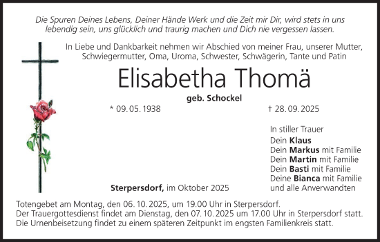 Anzeige von Elisabetha Thomä von MGO