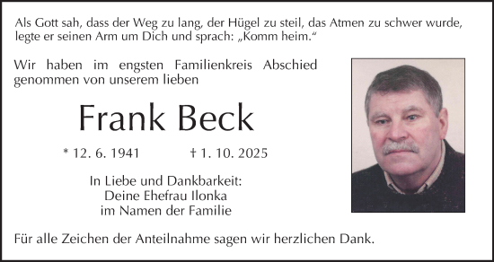 Anzeige von Frank Beck von MGO