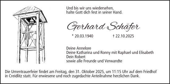 Anzeige von Gerhard Schäfer von MGO