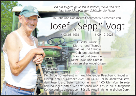 Anzeige von Josef Vogt von MGO