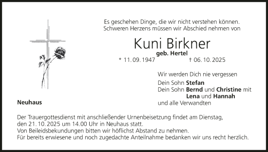 Anzeige von Kuni Birkner von MGO