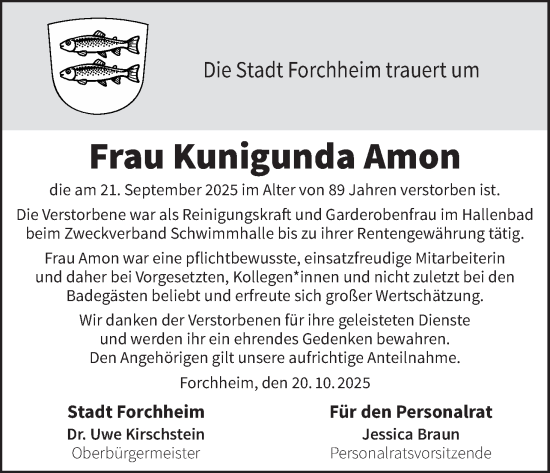 Anzeige von Kunigunda Amon von MGO