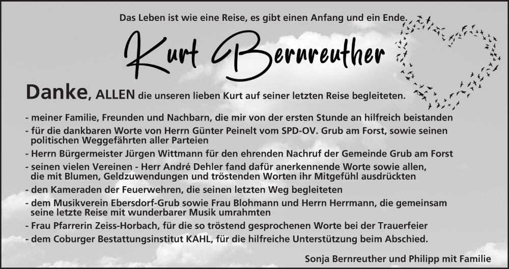  Traueranzeige für Kurt Bernreuther vom 04.10.2025 aus MGO