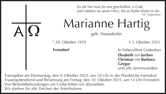 Anzeige von Marianne Hartig von MGO