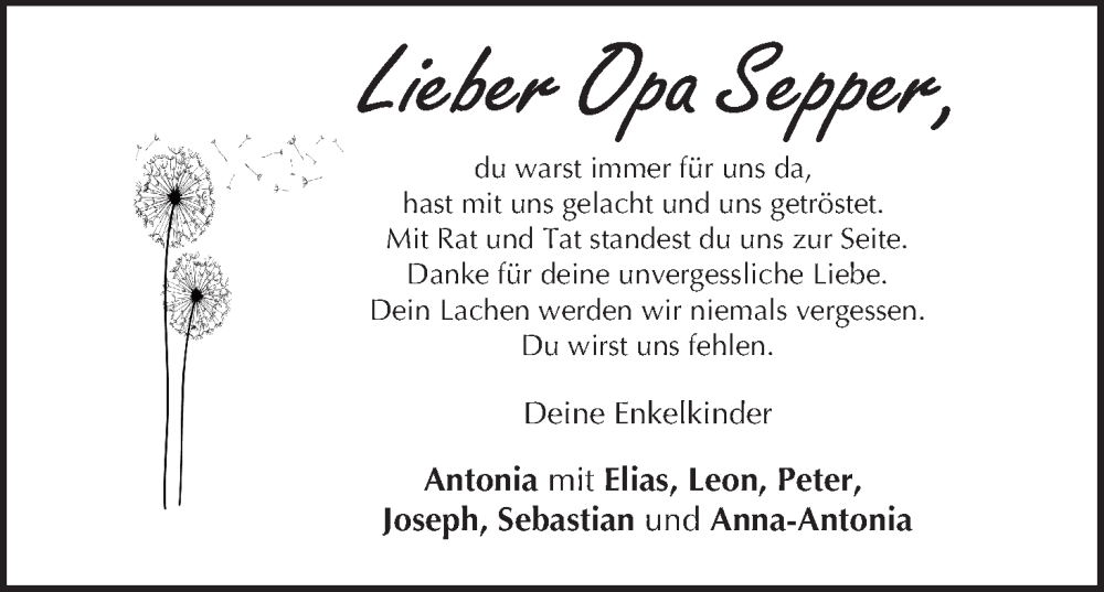  Traueranzeige für Joseph Göller vom 25.10.2025 aus MGO