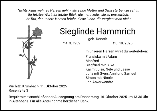 Anzeige von Sieglinde Hammrich von MGO