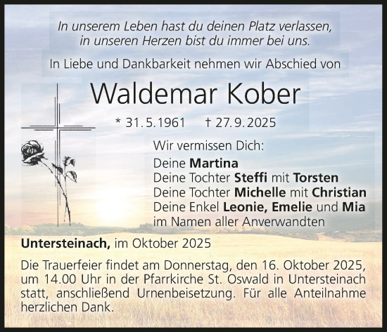 Anzeige von Waldemar Kober von MGO