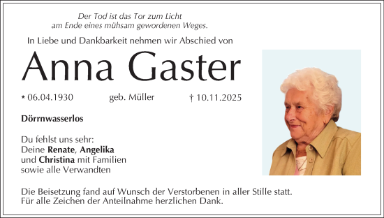 Anzeige von Anna Gaster von MGO