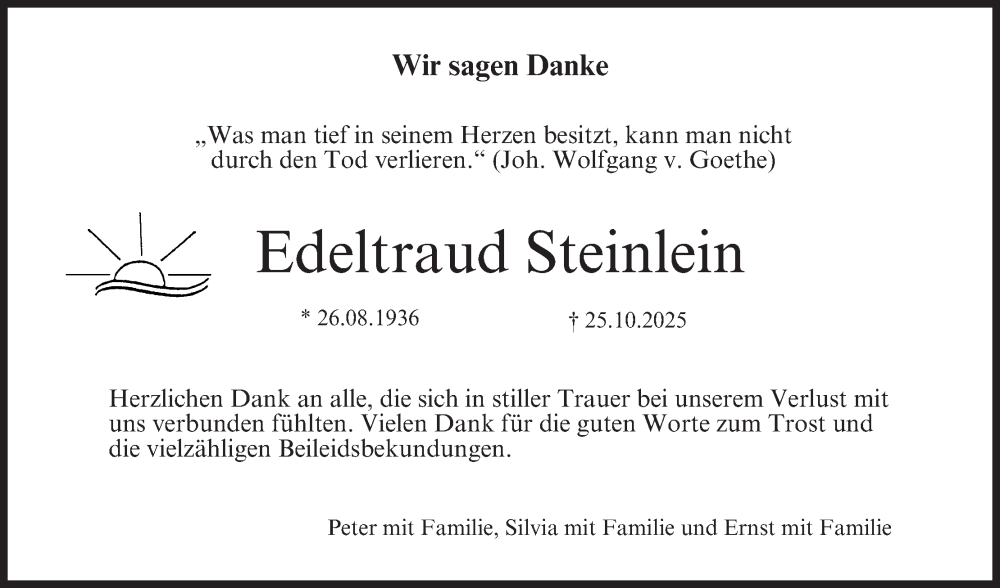  Traueranzeige für Edeltraud Steinlein vom 29.11.2025 aus MGO