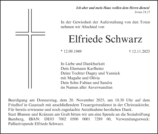 Anzeige von Elfriede Schwarz von MGO