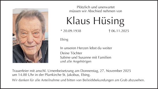 Anzeige von Klaus Hüsing von MGO