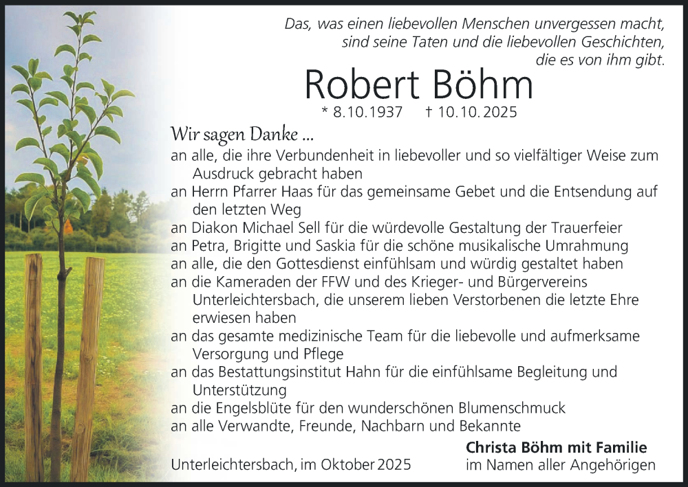  Traueranzeige für Robert Böhm vom 31.10.2025 aus MGO