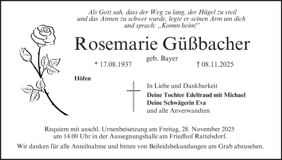 Anzeige von Rosemarie Güßbacher von MGO