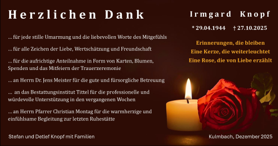 Anzeige von Irmgard Knopf von MGO