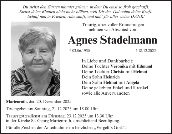 Anzeige von Agnes Stadelmann von MGO